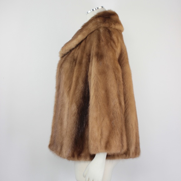 Mink 3/4 Sleeve Swing Fur Coat Chestnut Brown 925 - Picture 3 of 8